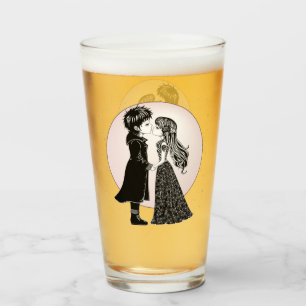 Cute Gothic Emo Kids Kiss Valentine's Day Glass