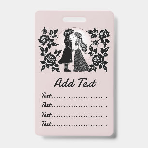 Cute Gothic Emo Kids Kiss Valentine's Day ID Badge