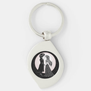 Cute Gothic Emo Kids Kiss Valentine's Day  Key Ring