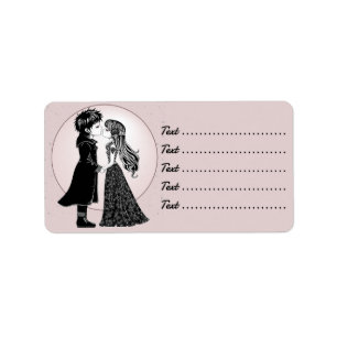 Cute Gothic Emo Kids Kiss Valentine's Day Label