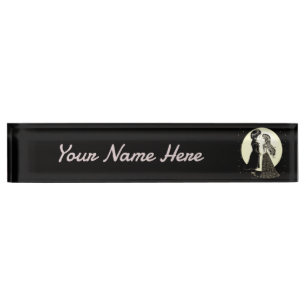 Cute Gothic Emo Kids Kiss Valentine's Day  Nameplate