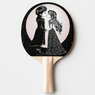 Cute Gothic Emo Kids Kiss Valentine's Day  Ping Pong Paddle