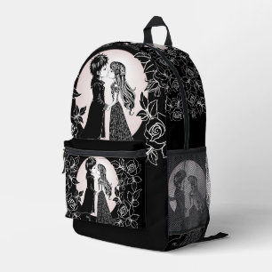 Cute Gothic Emo Kids Kiss Valentine's Day  Printed Backpack