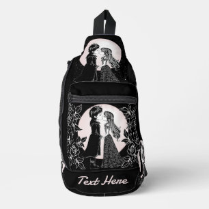 Cute Gothic Emo Kids Kiss Valentine's Day  Sling Bag