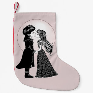 Cute Gothic Emo Kids Kiss Valentine's Day  Small Christmas Stocking