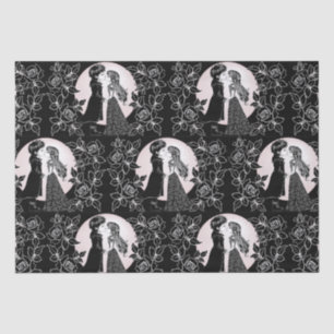 Cute Gothic Emo Kids Kiss Valentine's Day  Tissue Paper