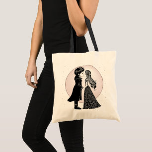 Cute Gothic Emo Kids Kiss Valentine's Day Tote Bag
