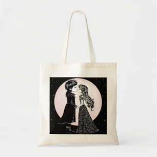 Cute Gothic Emo Kids Kiss Valentine's Day  Tote Bag