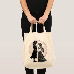 Cute Gothic Emo Kids Kiss Valentine's Day  Tote Bag