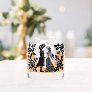 Cute Gothic Emo Kids Kiss Valentine's Day  Whiskey Glass