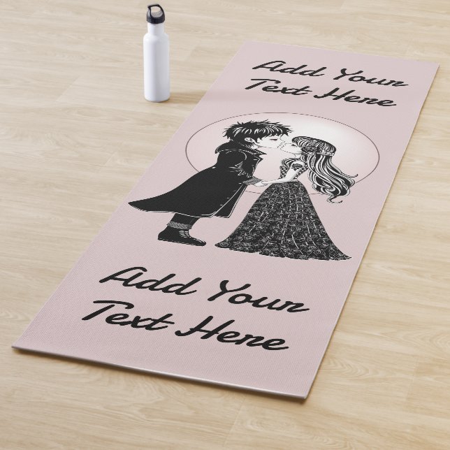 Cute Gothic Emo Kids Kiss Valentine's Day  Yoga Mat (In Situ)
