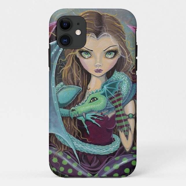 Cute Gothic Fairy and Dragon iPhone Case (Back)