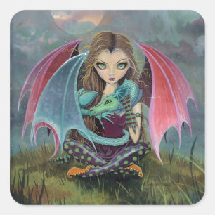 Cute Gothic Fairy Dragon Fantasy Art Stickers