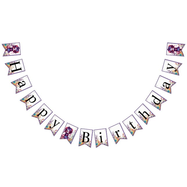Cute Gothic Garden Sugar Skull  Bunting (All)