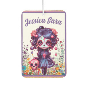Cute Gothic Garden Sugar Skull Car Air Freshener