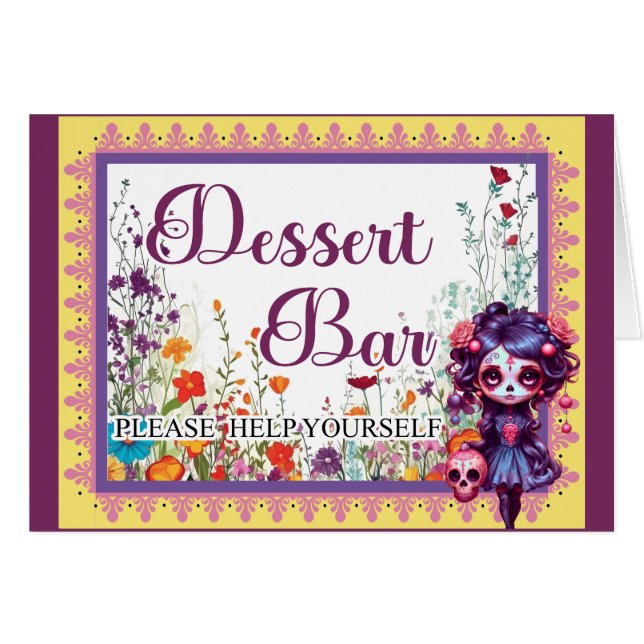 Cute Gothic Garden Sugar Skull  Desert Bar  (Front Horizontal)