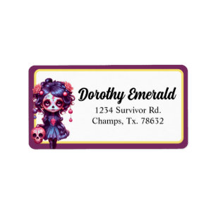 Cute Gothic Garden Sugar Skull  Label