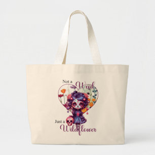 Cute Gothic Garden Sugar Skull Large Tote Bag