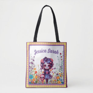 Cute Gothic Garden Sugar Skull Tote Bag
