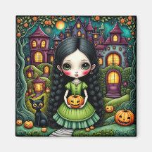 Cute Gothic Girl Pumpkin Halloween Village