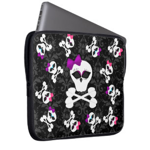 Cute Gothic Goodies Girly Girl Skull Laptop Sleeve