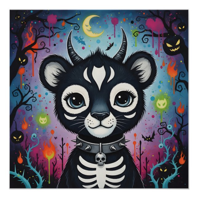 Cute Gothic Hybrid – Spooky Fantasy Night Creature Poster (Front)