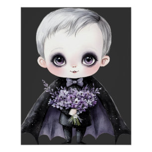 Cute Gothic Vampire Halloween Glossy Poster