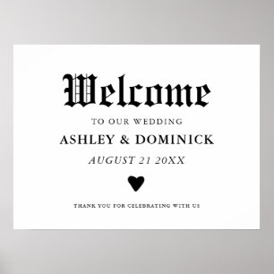 Cute Gothic Welcome Wedding Reception Sign Poster
