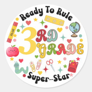 Cute Grade School Super Star Ready To Rule Classic Round Sticker