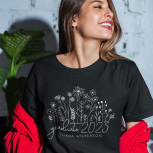 Cute Graduate Blooming Wildflower Modern Retro T-Shirt