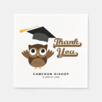 Cute Graduate Owl Graduation Party Thank You