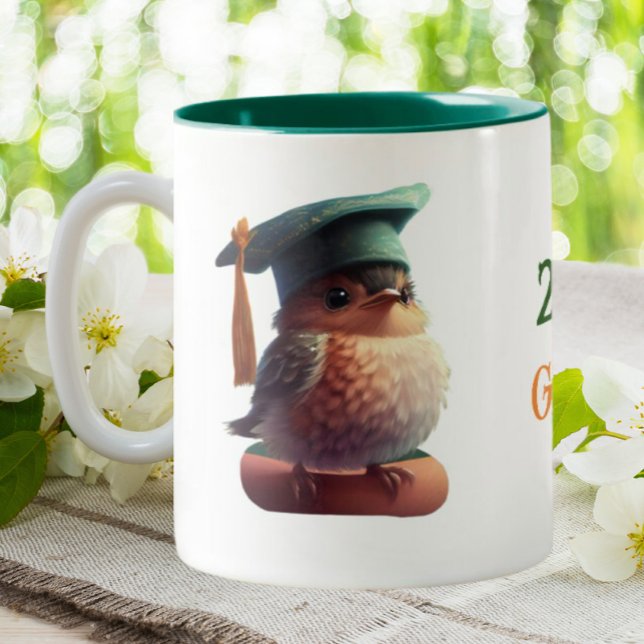 Cute Graduate Owl Personalised  Two-Tone Coffee Mug (Creator Uploaded)