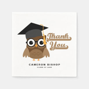 Cute Graduate Owl with Glasses Graduation Party Napkin