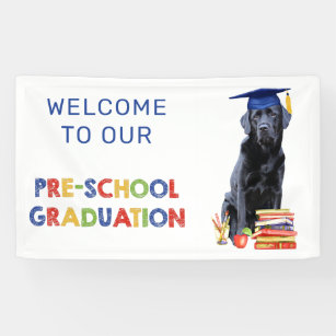Cute Graduate Puppy Dog Preschool Graduation  Banner