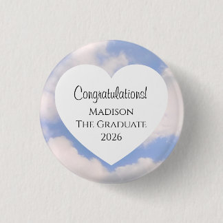 Cute Graduation 2026 Congratulations Message Heart 3 Cm Round Badge