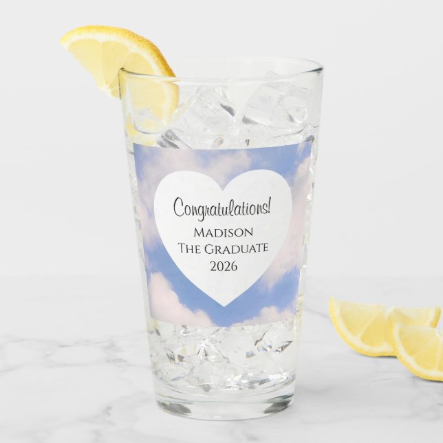 Cute Graduation 2026 Congratulations Message Heart Glass (Front Ice)