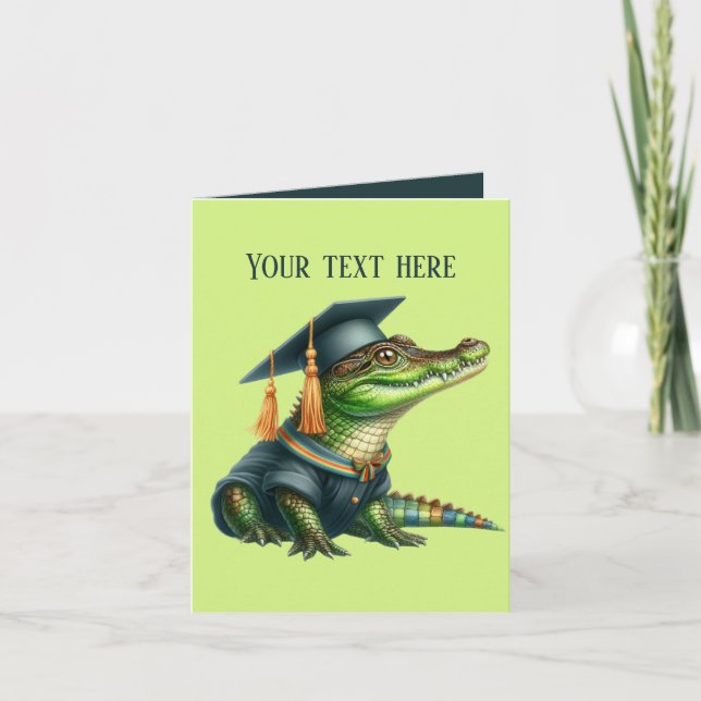 Cute Graduation add message alligator  Card (Front)