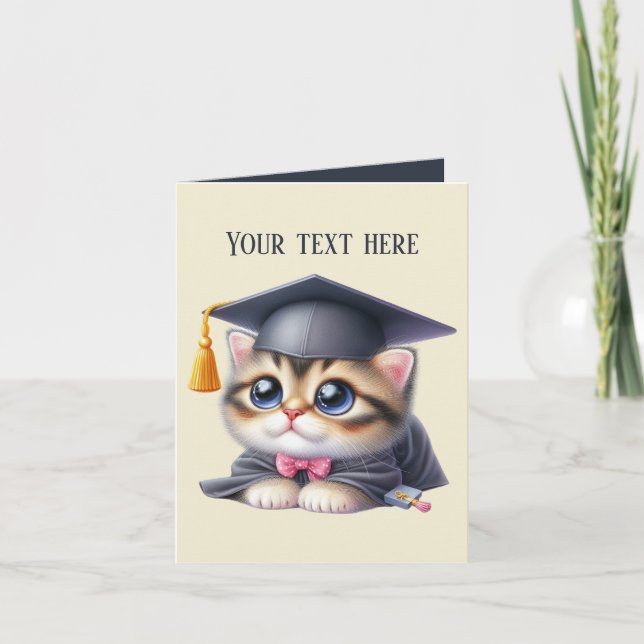 Cute Graduation add message cat Card (Front)