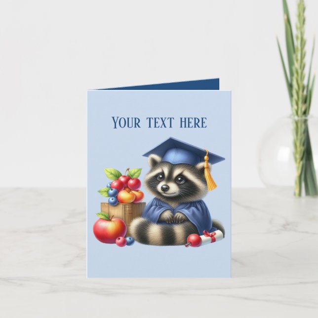 Cute Graduation add message racoon Card (Front)