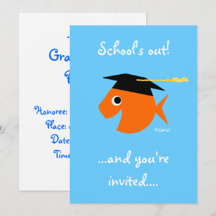 Cute Graduation Beach or Pool Party Turquoise Invitation