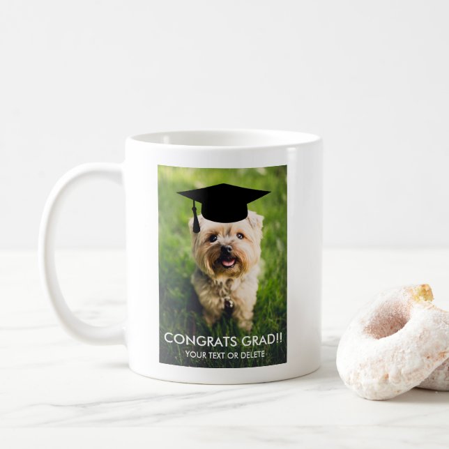 Cute Graduation Gift Funny Dog Lover Custom Photo Coffee Mug (With Donut)