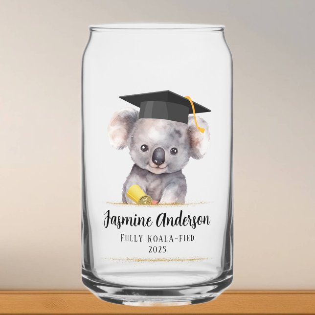 Cute Graduation Koala personalised Can Glass (Creator Uploaded)