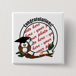 Cute Graduation Owl With Cap & Diploma 15 Cm Square Badge