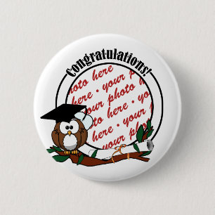 Cute Graduation Owl With Cap & Diploma 6 Cm Round Badge