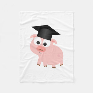 Cute Graduation Pig Fleece Blanket