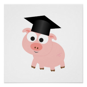 Cute Graduation Pig Poster