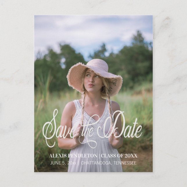 Cute Graduation Save the Date Girl Photo Postcard (Front)