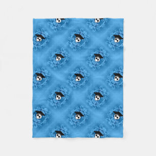 Cute graduation skull blue Gothic pattern Fleece Blanket