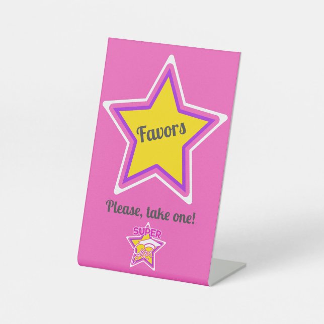 Cute Graduation Super Grad Pink - Favours Pedestal Sign (Front)