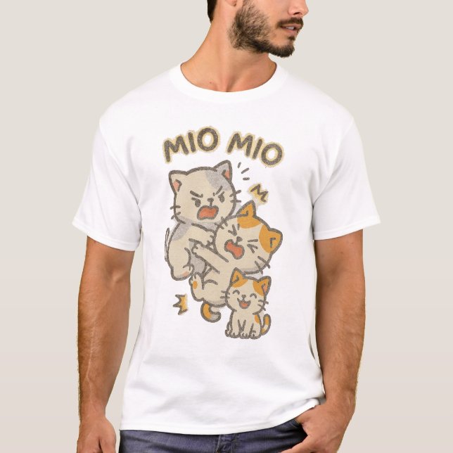 Cute Graffiti Cats – Kawaii Street Art 'Mio Mio" T-Shirt (Front)